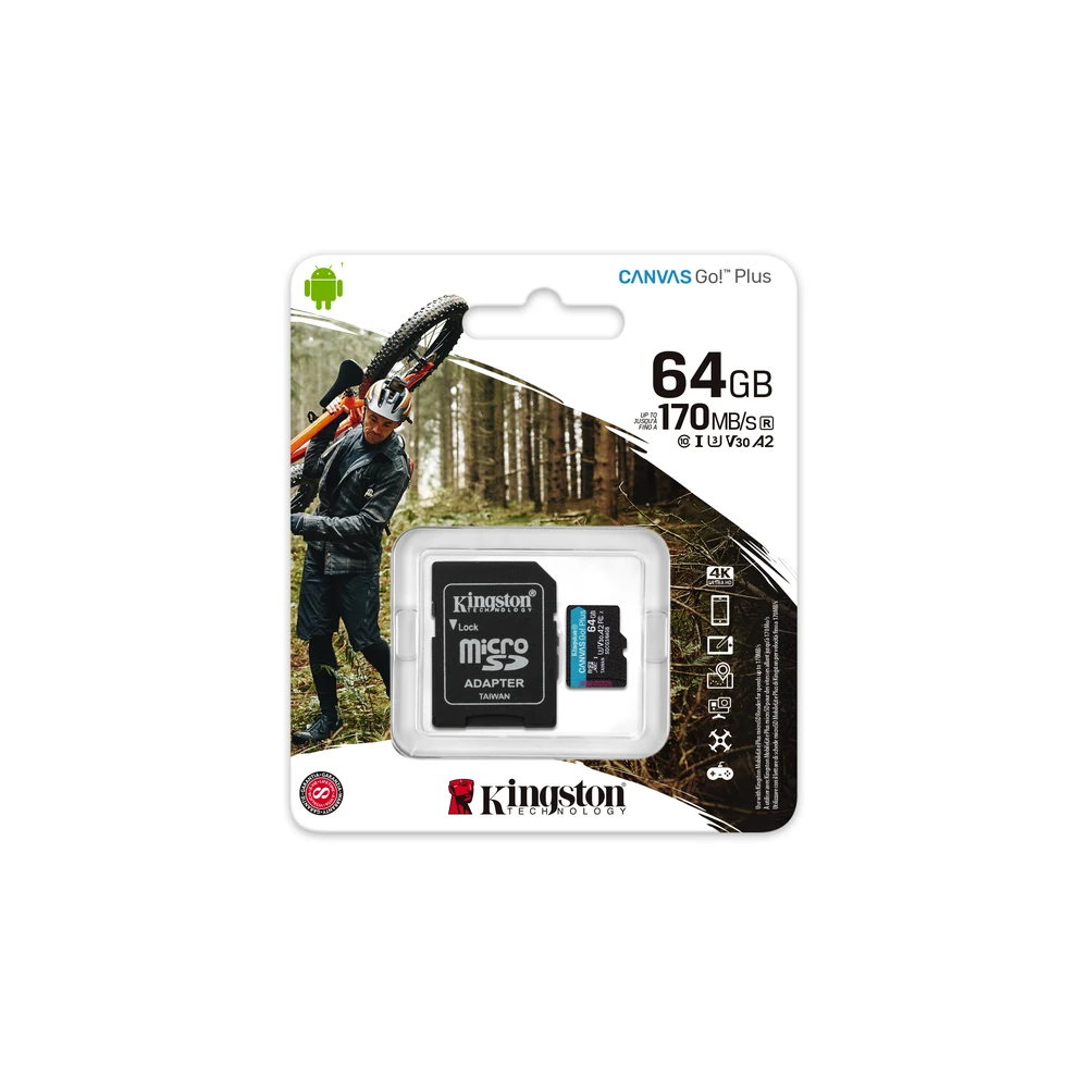 Memoria Microsdxc Kingston Canvas Goo! Plus 64Gb Clase 10 Uhs I Con Adaptador - SDCG3/64GB Memoria Microsdxc Kingston Canvas Goo! Plus 64Gb Clase 10 Uhs I Con Adaptador - SDCG3/64GB
