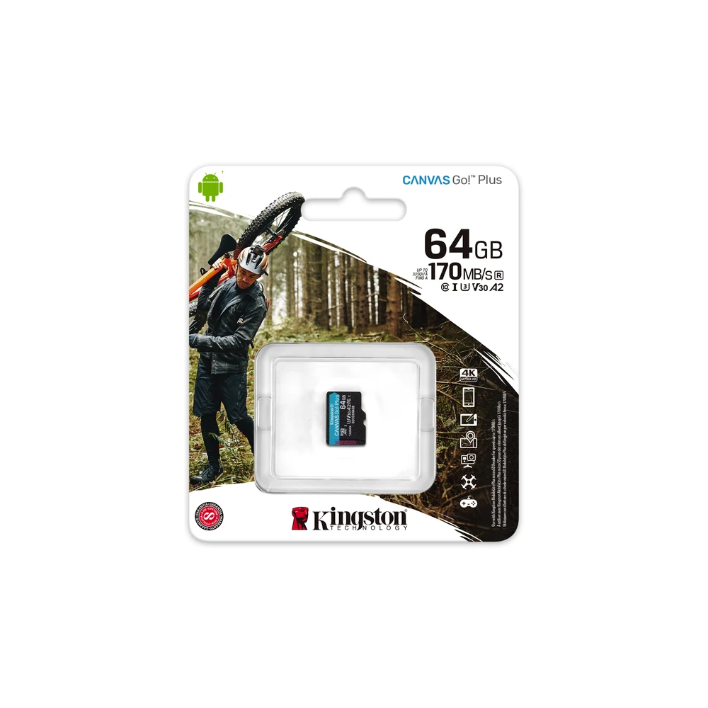 Memoria MicroSDXC Kingston Technology Canvas Go! Plus - 64GB - Clase 10 - UHS-II - SDCG3/64GBSP Memoria MicroSDXC Kingston Technology Canvas Go! Plus - 64GB - Clase 10 - UHS-II - SDCG3/64GBSP