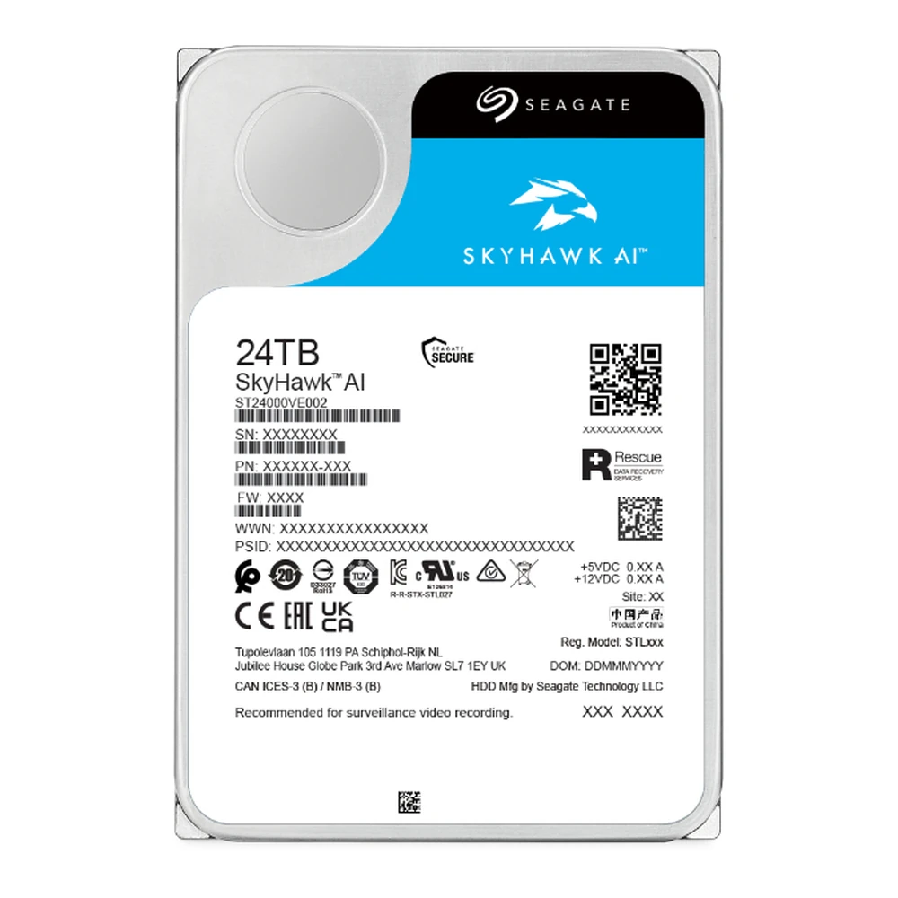Disco Duro Seagate Skyhawk - 3.5" - 24TB - 7200 RPM - ST24000VE002 Disco Duro Seagate Skyhawk - 3.5" - 24TB - 7200 RPM - ST24000VE002