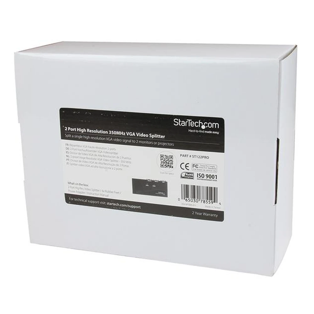 Duplicador Divisor StarTech.com ST122PRO - Vídeo VGA - 2 Puertos - 350MHz - Splitter - ST122PRO Duplicador Divisor StarTech.com ST122PRO - Vídeo VGA - 2 Puertos - 350MHz - Splitter - ST122PRO
