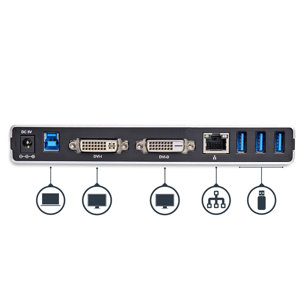 Docking Station StarTech.com USB3SDOCKDD - HDMI - VGA - DVI - Plata - USB3SDOCKDD Docking Station StarTech.com USB3SDOCKDD - HDMI - VGA - DVI - Plata - USB3SDOCKDD