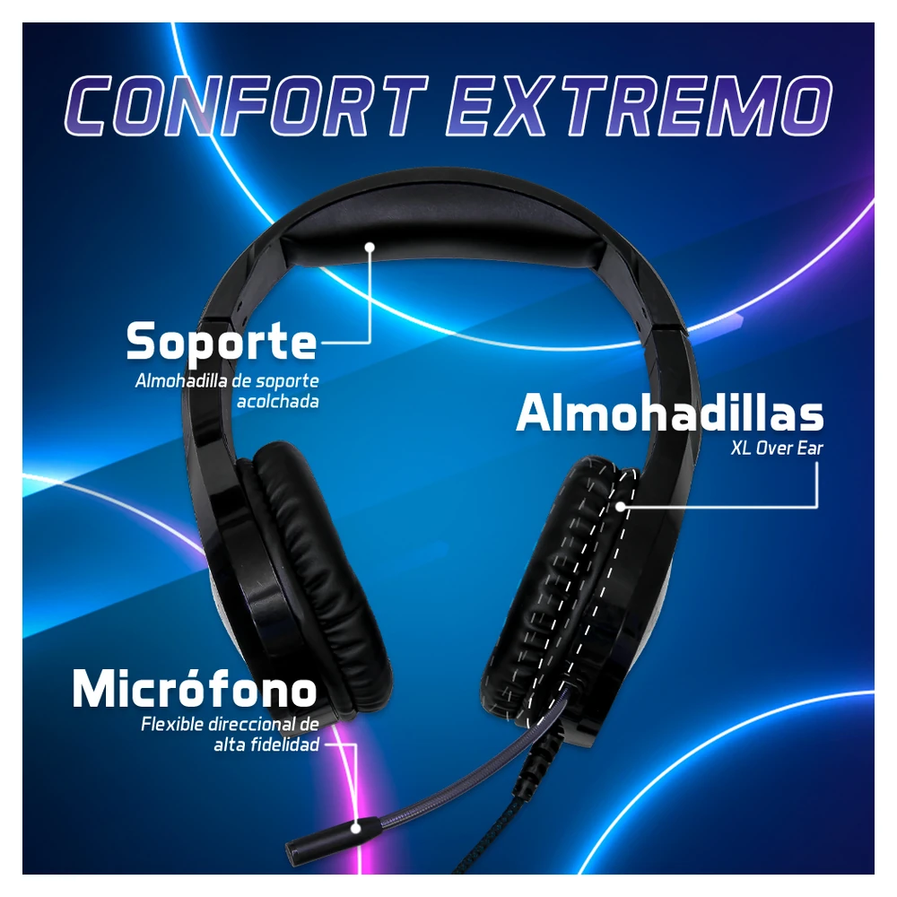 Diadema Gamer Vorago HS-501 - Alámbrico - Micrófono - RGB - HS-501 Diadema Gamer Vorago HS-501 - Alámbrico - Micrófono - RGB - HS-501