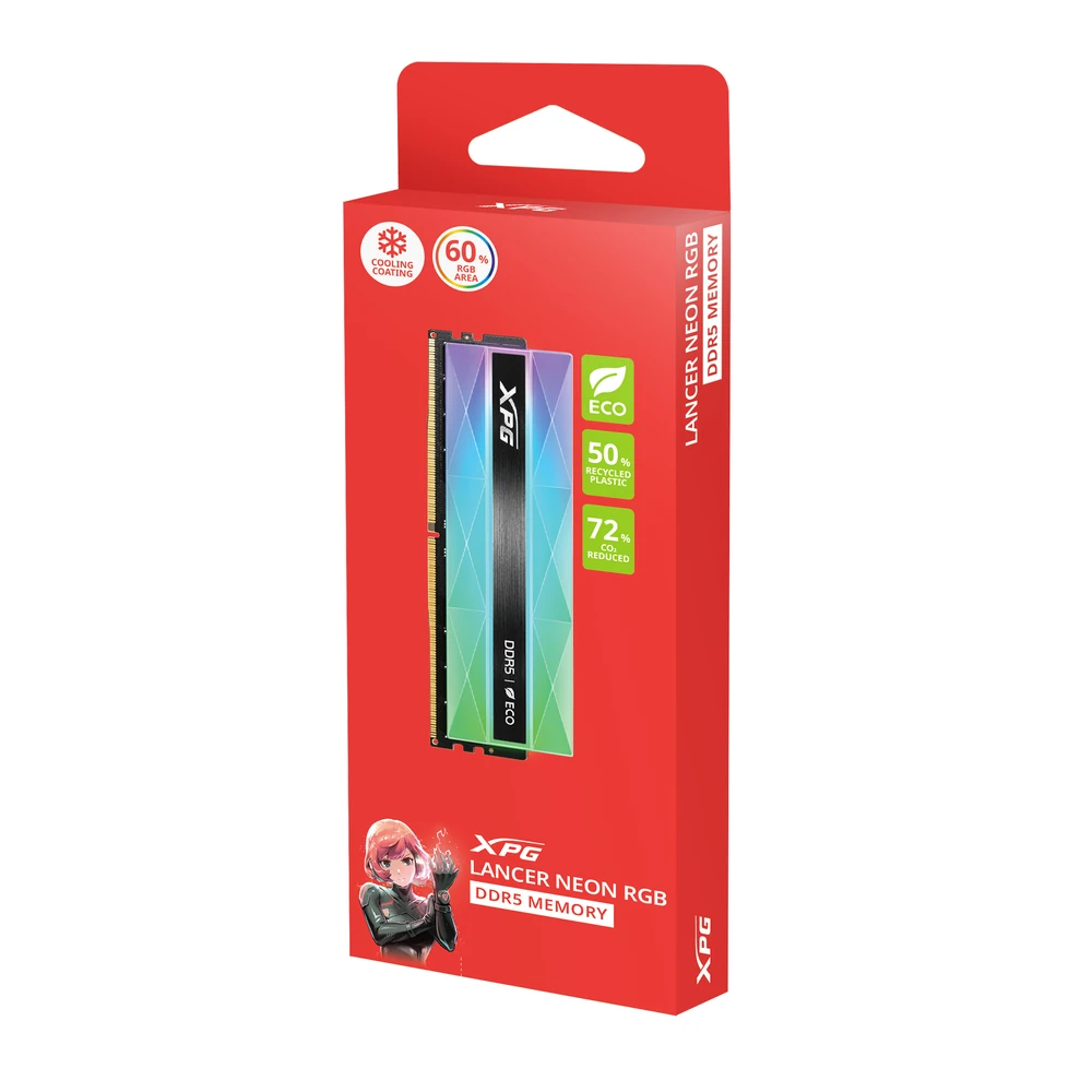 Memoria RAM ADATA XPG LANCER NEON RGB - DDR5 - 16GB - 6000MHz - UDIMM - para PC - AX5U6000C3016G-CLANRSG