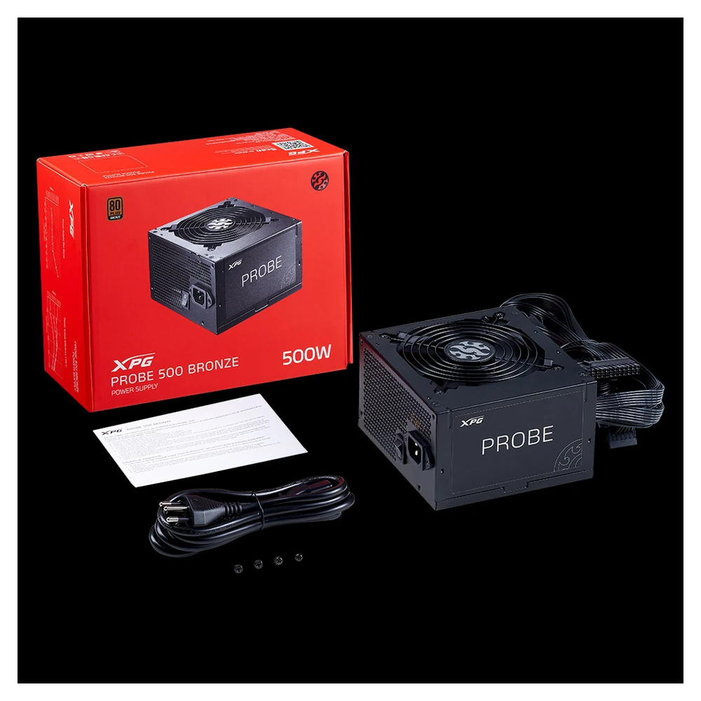Fuente de poder ADATA XPG PROBE - 500W - ATX - 24-Pines - Molex - PCI-Express - PROBE500B-BKCUS Fuente de poder ADATA XPG PROBE - 500W - ATX - 24-Pines - Molex - PCI-Express - PROBE500B-BKCUS