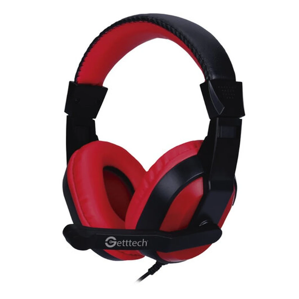 Diadema Getttech Gh 2100 Alámbrico Micrófono 3.5Mm 1.5M Rojo/Negro - GH-2100