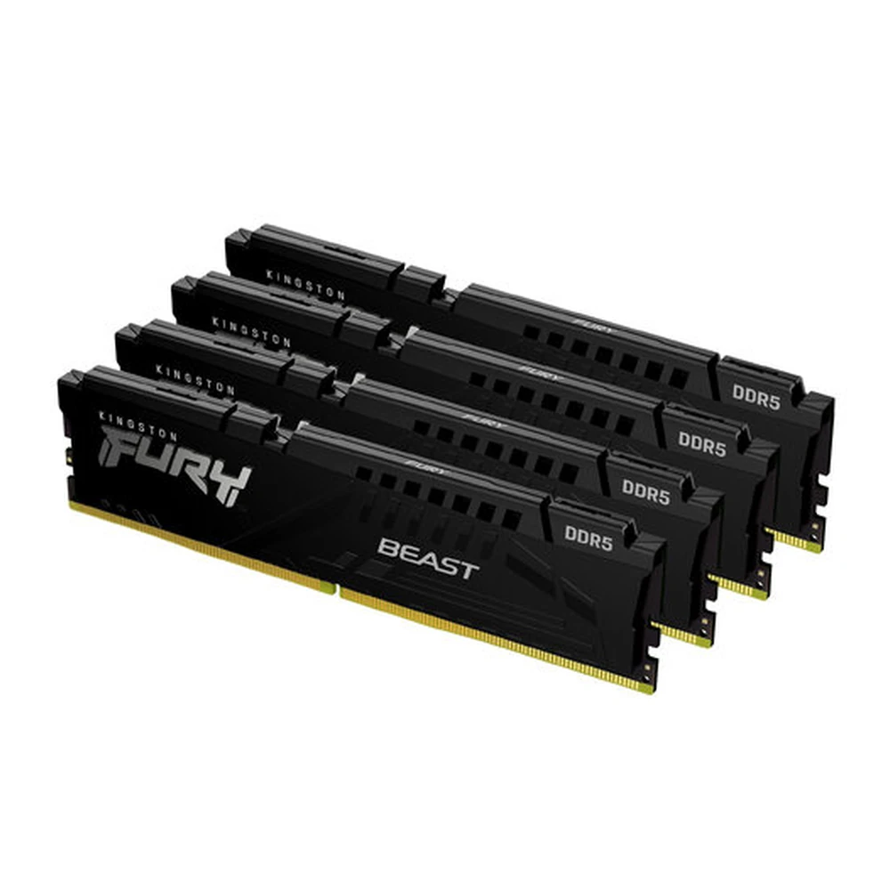 Memoria RAM Kingston FURY Beast - DDR5 - 128GB (4x 32GB) - 5200MHz - UDIMM - para PC - KF552C40BBK4-128 Memoria RAM Kingston FURY Beast - DDR5 - 128GB (4x 32GB) - 5200MHz - UDIMM - para PC - KF552C40BBK4-128