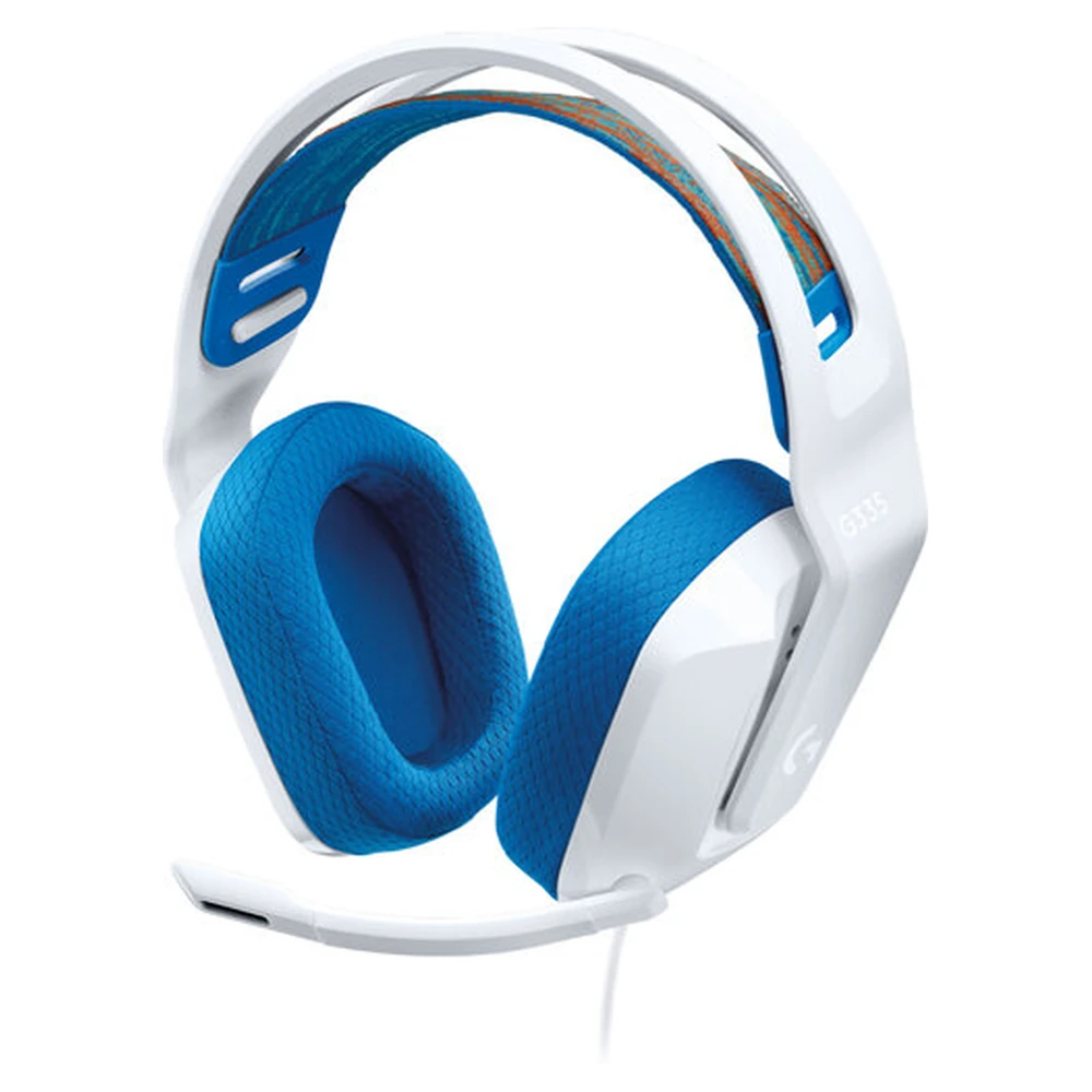 Diadema Gamer Logitech G335 - Alámbrico - Micrófono - Blanco con Azul - 981-001017 Diadema Gamer Logitech G335 - Alámbrico - Micrófono - Blanco con Azul - 981-001017
