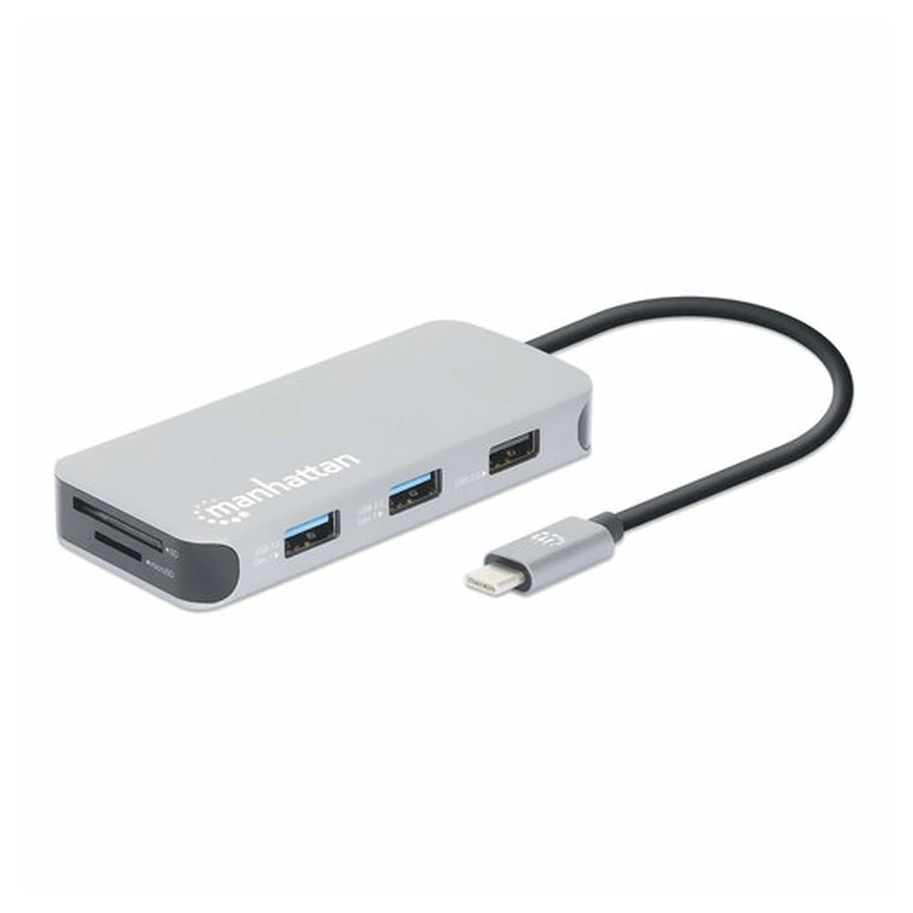 Docking Station Manhattan 130615 - USB-C a HDMI / 3 x USB 3.0 / USB-C / Lector SD/ MicroSD / Ethernet - 130615