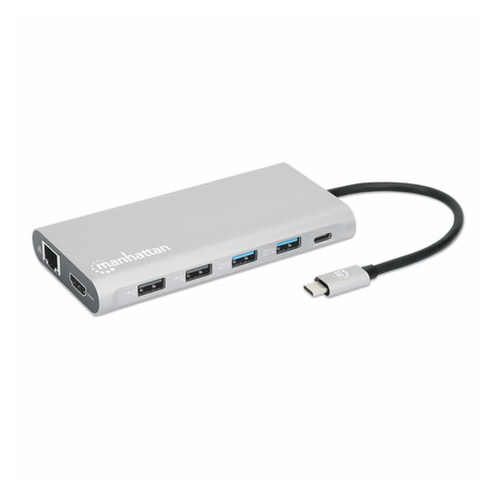 Docking Station Manhattan 130660 - USB-C a 2x USB 2.0 / 2x USB 3.0 / USB-C / Lector SD/Micro SD / 3x HDMI / Ethernet - 130660